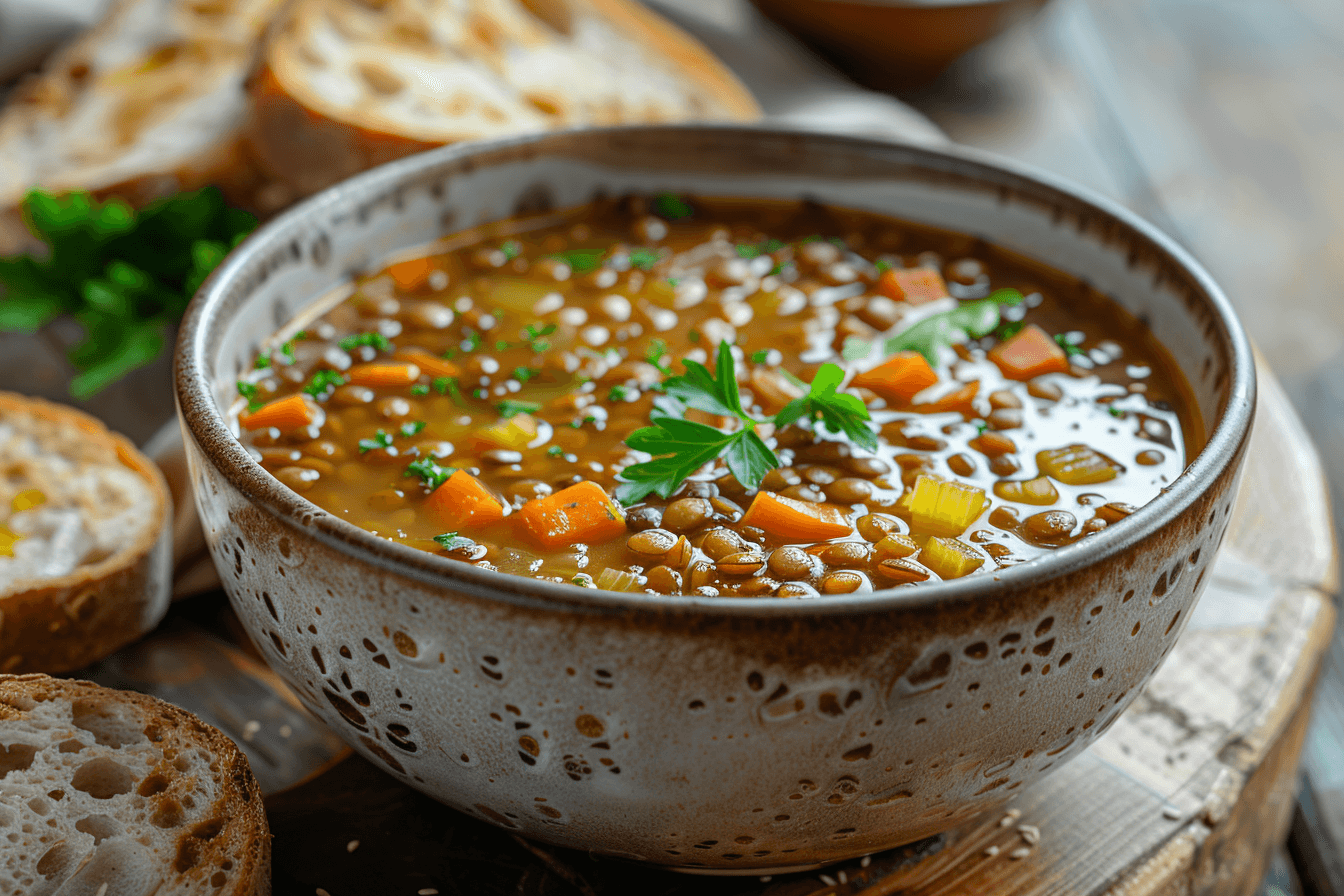 Linsensuppe – fertig angerichtet