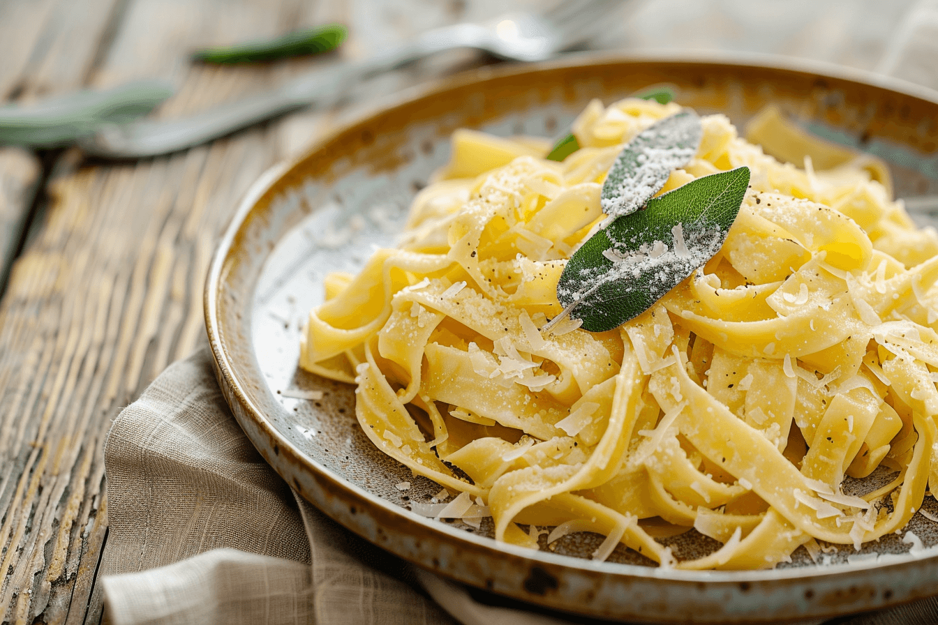 Nudeln mit brauner Butter & Salbei – fertig angerichtet