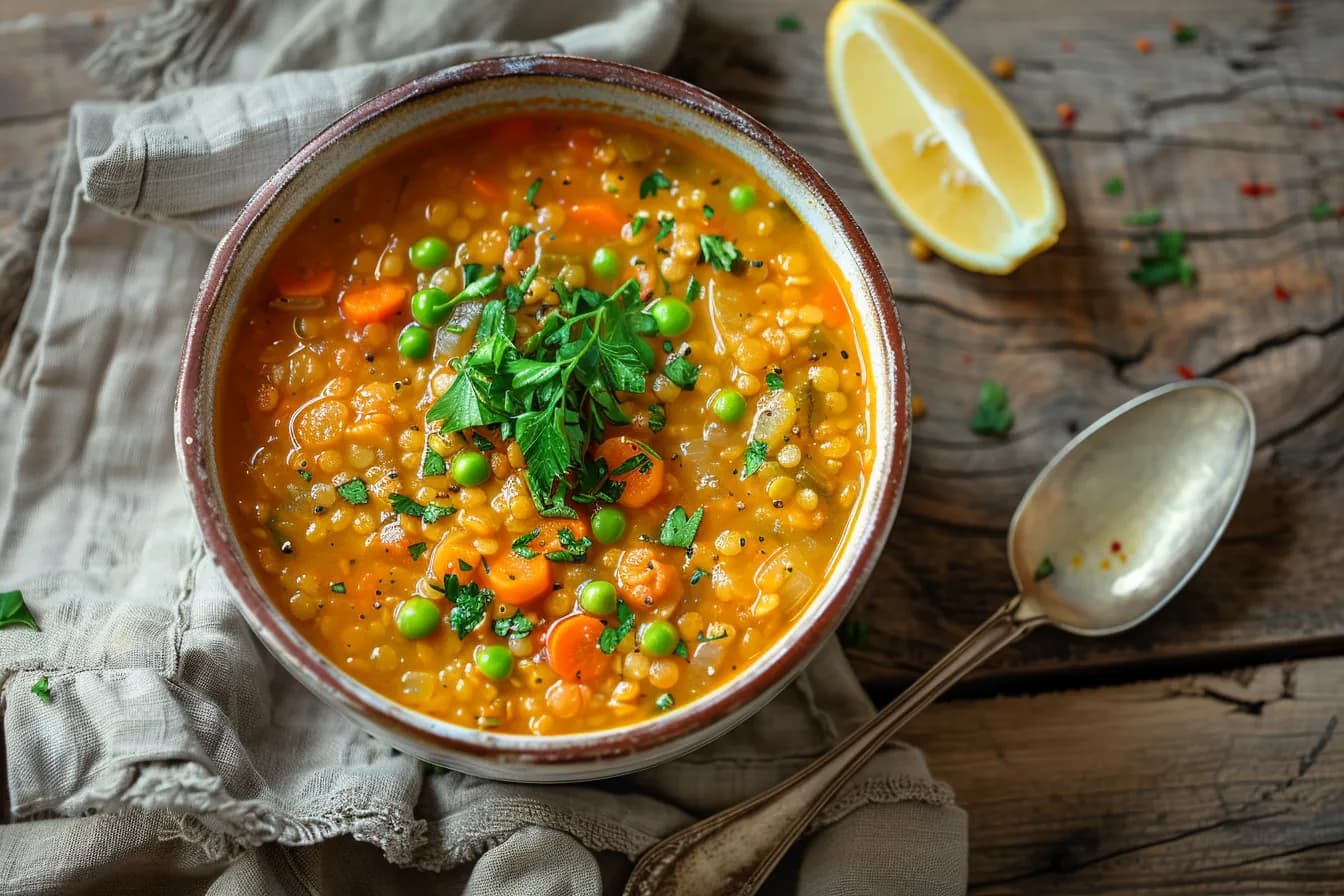 Gemüsesuppe aus Tiefkühlgemüse – fertig angerichtet