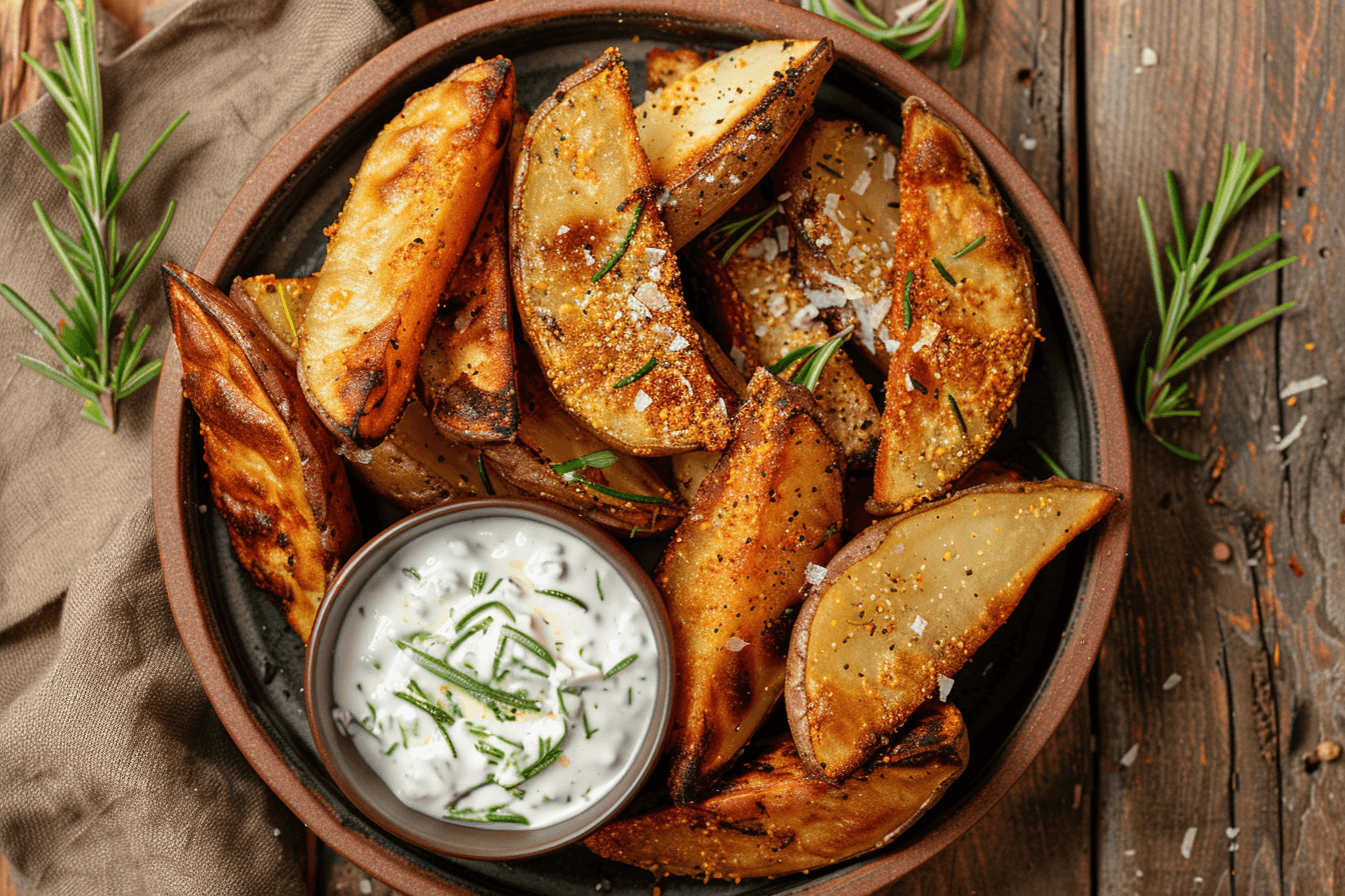 Airfryer-Kartoffelspalten mit Parmesan – fertig angerichtet