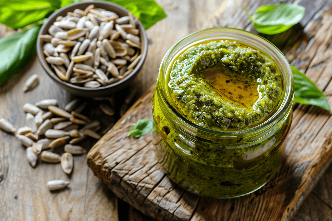 Nussfreies Pesto – fertig angerichtet