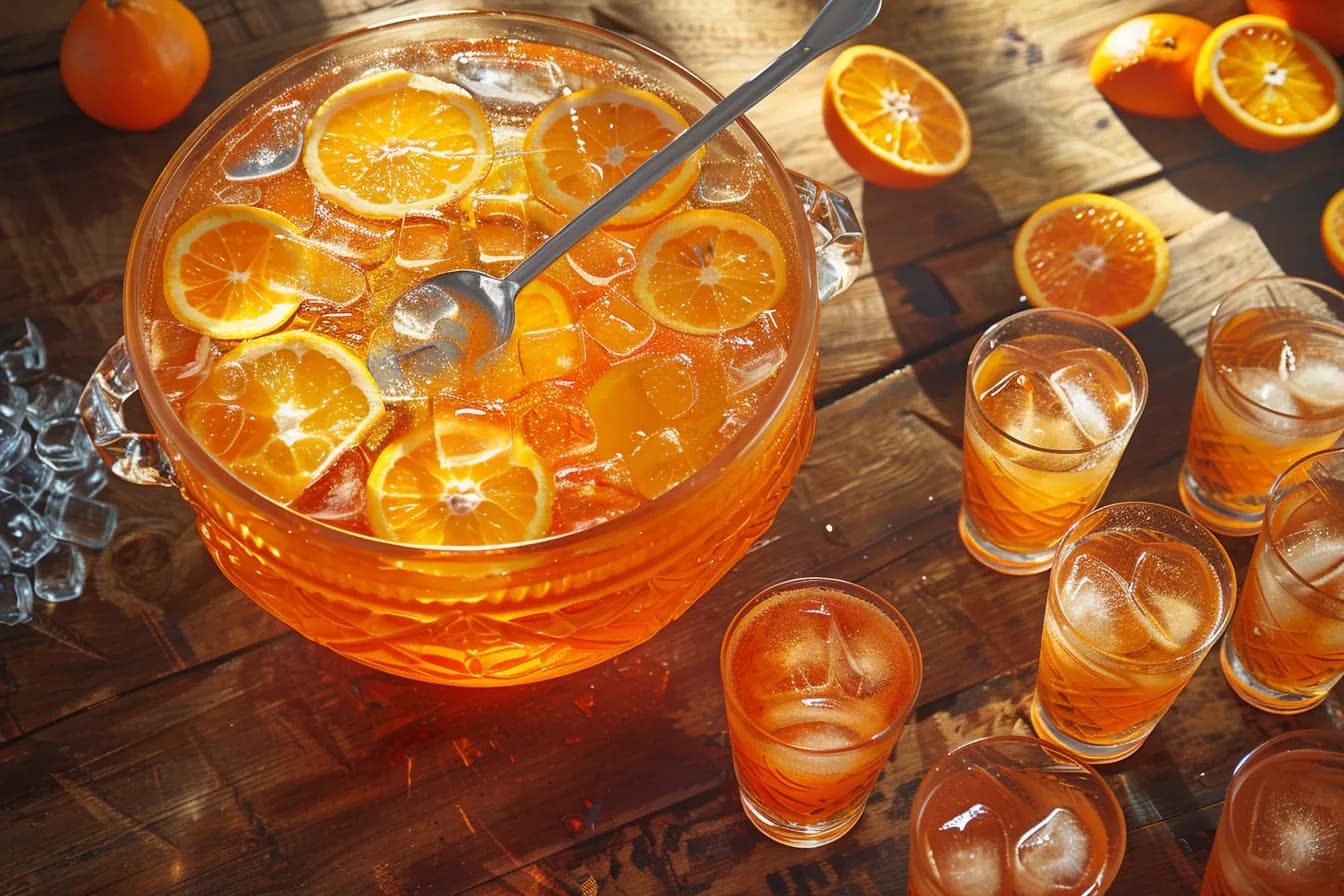 Aperol Bowle für viele – fertig angerichtet