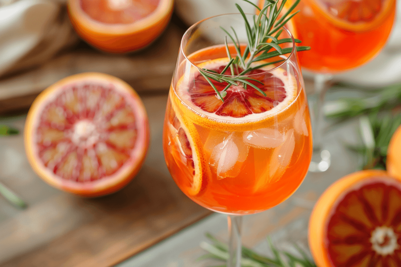 Winter-Spritz mit Blutorange – fertig angerichtet