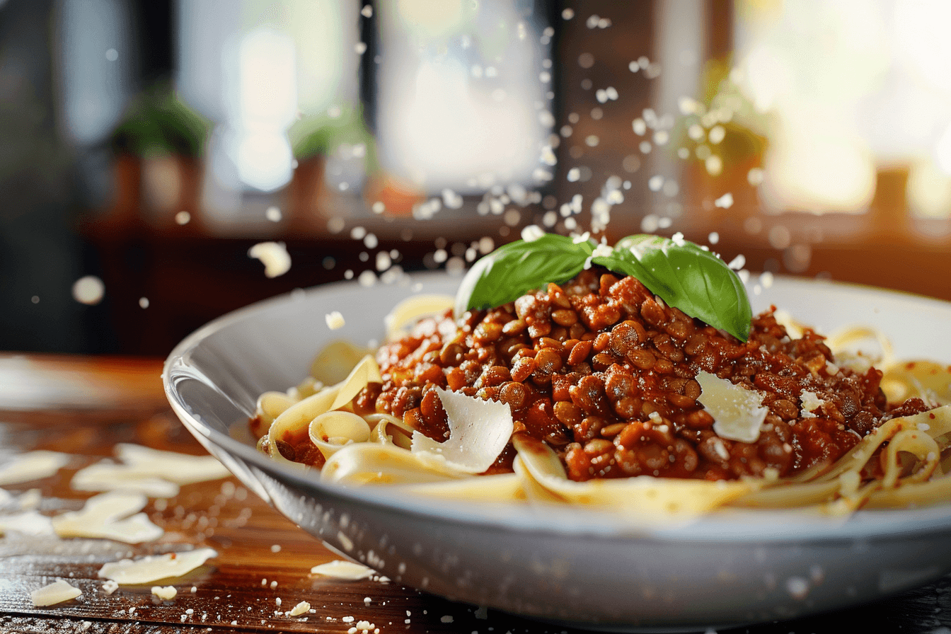 Linsen-Bolognese – fertig angerichtet
