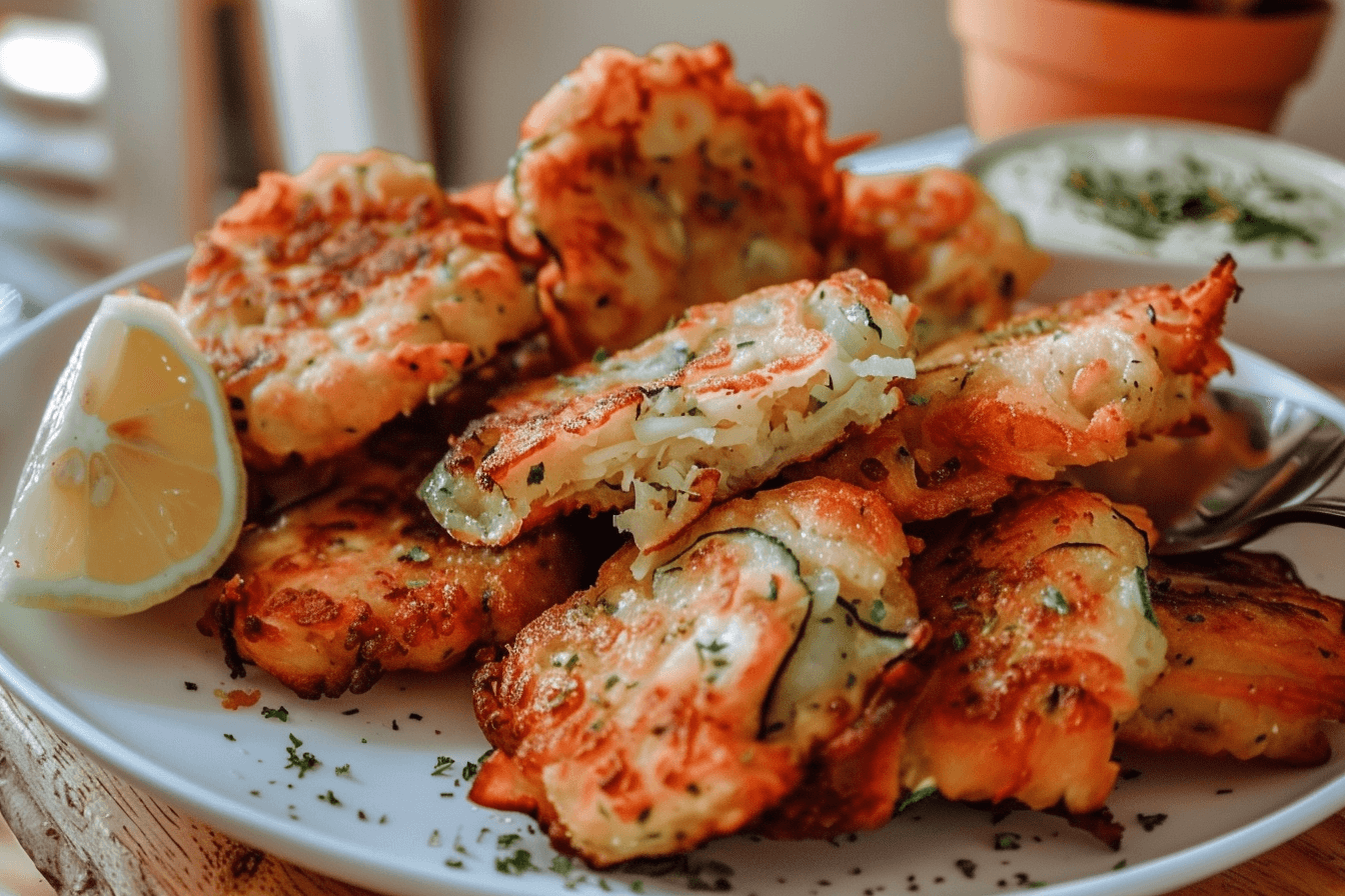 Knusprige Zucchinipuffer – fertig angerichtet