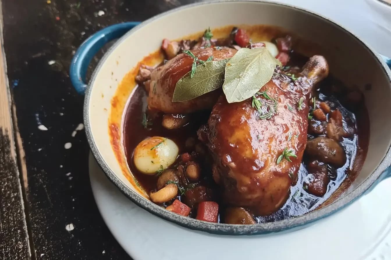 Coq au vin – fertig angerichtet
