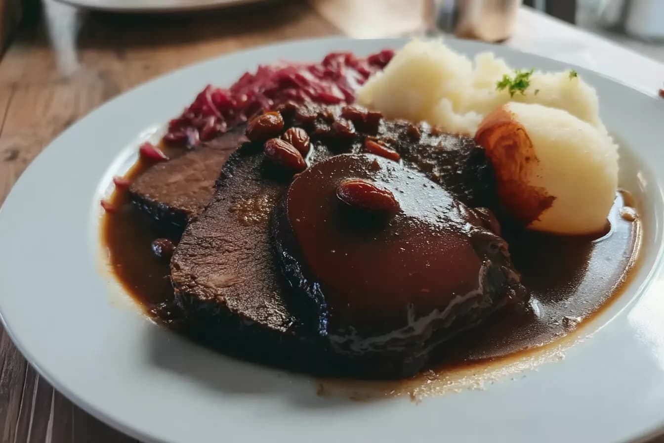 Rheinischer Sauerbraten – fertig angerichtet