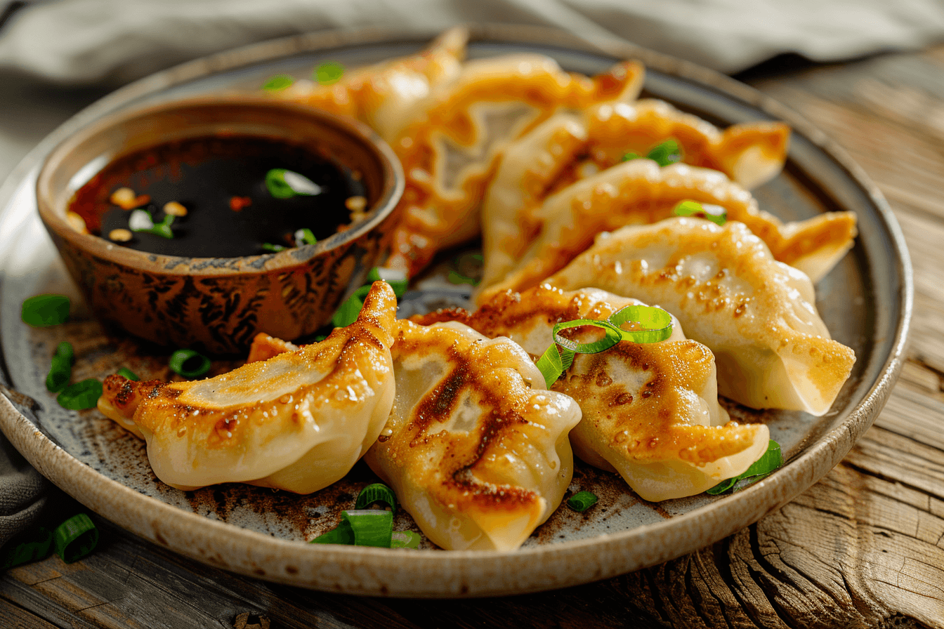 Gyoza mit knusprigem Boden – fertig angerichtet