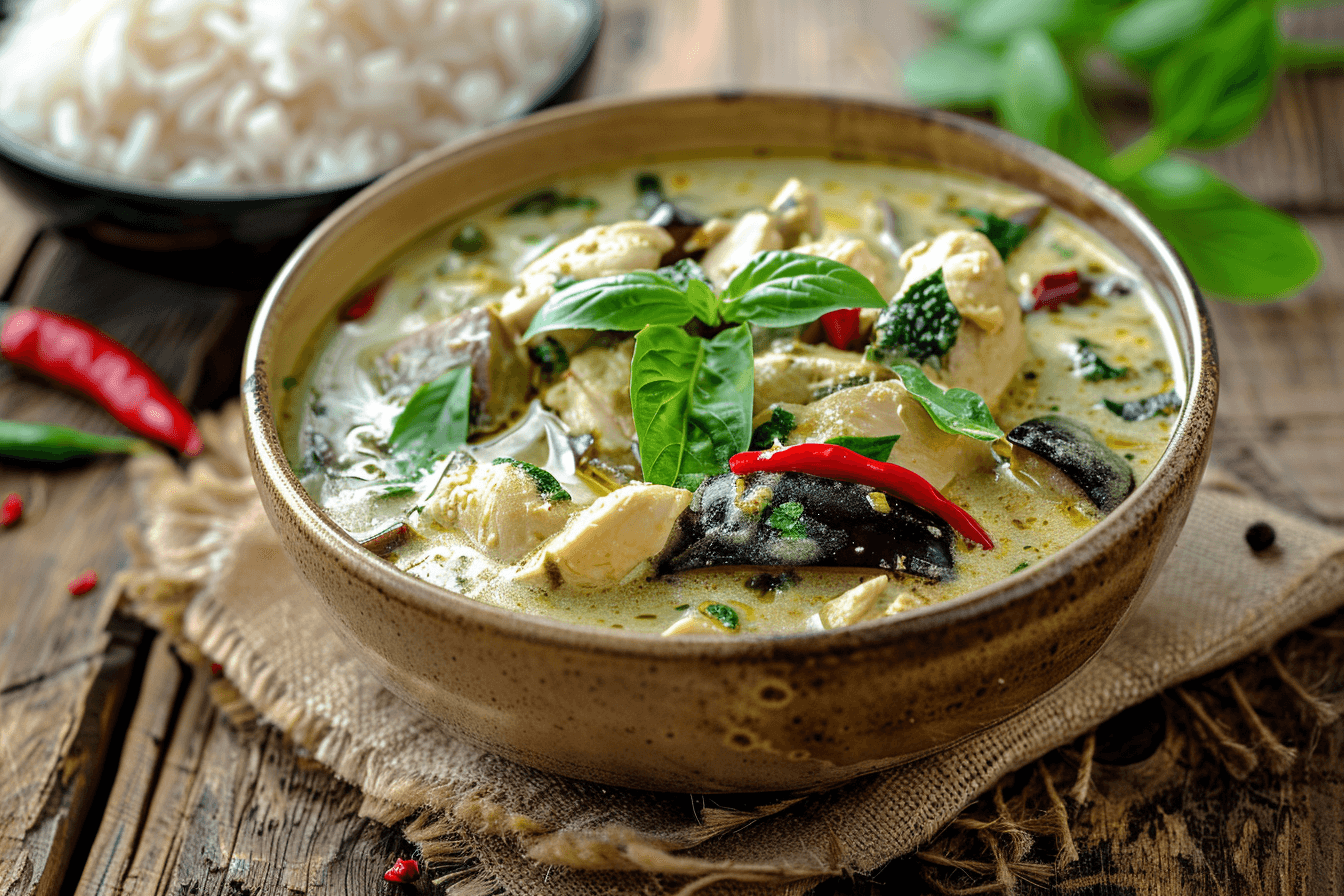 Grünes Thai-Curry – fertig angerichtet