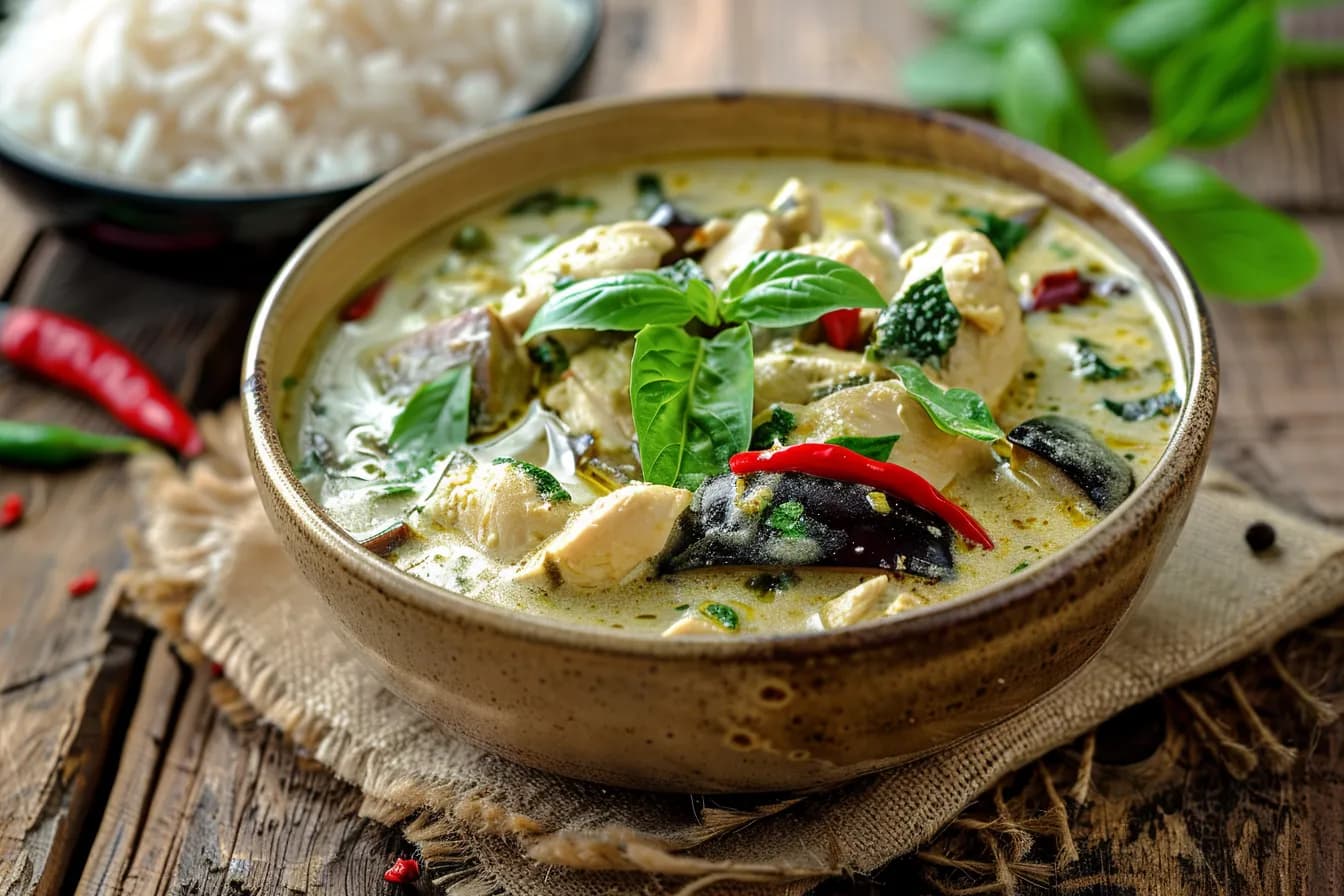 Grünes Thai-Curry – fertig angerichtet