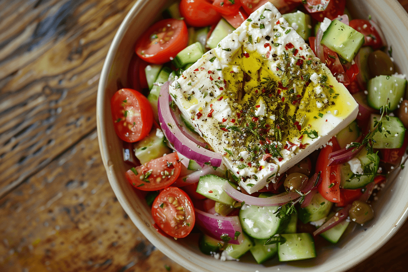 Griechischer Bauernsalat – fertig angerichtet