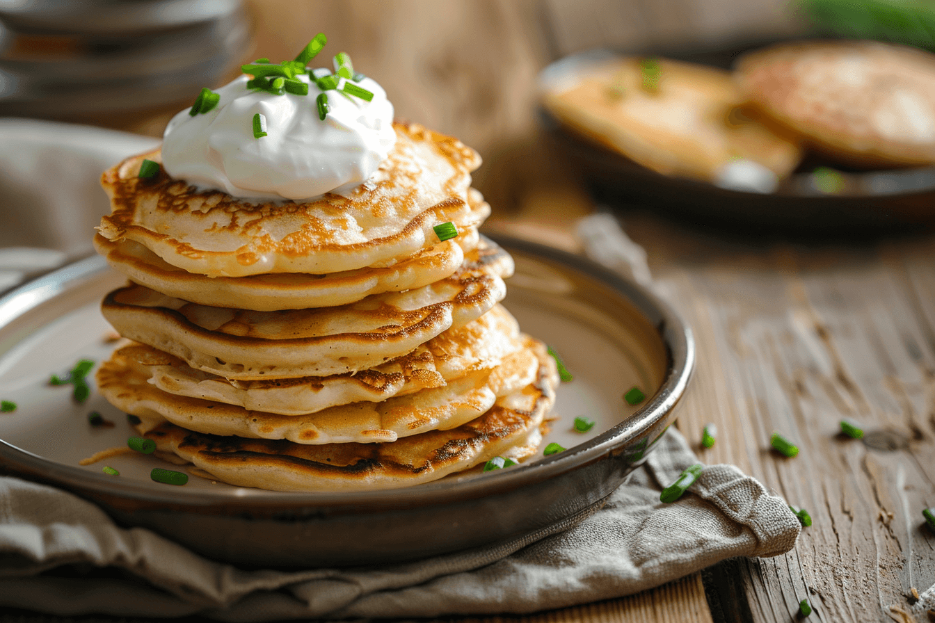 Blini mit Schmand – fertig angerichtet