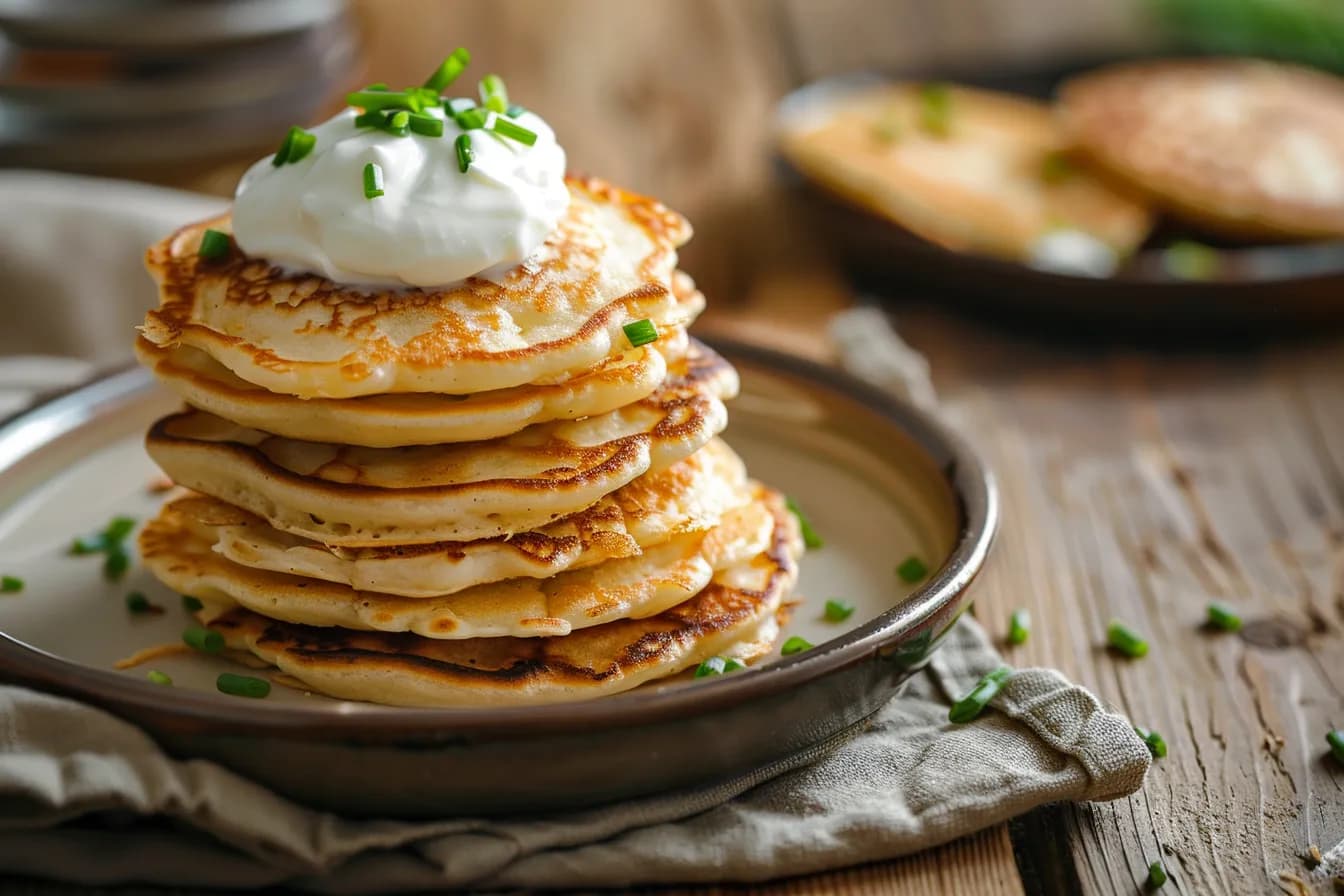 Blini mit Schmand – fertig angerichtet