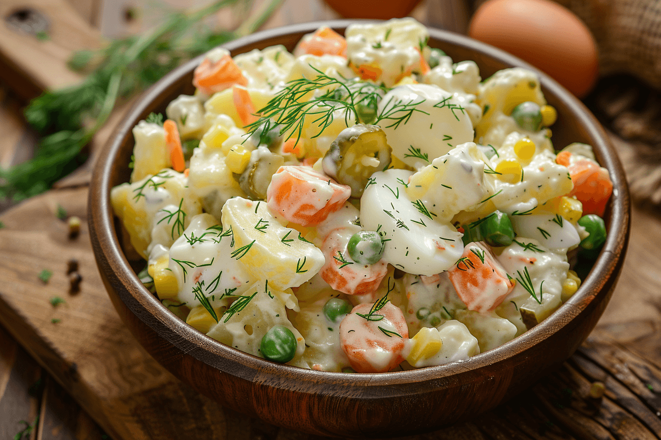 Olivier-Salat – fertig angerichtet